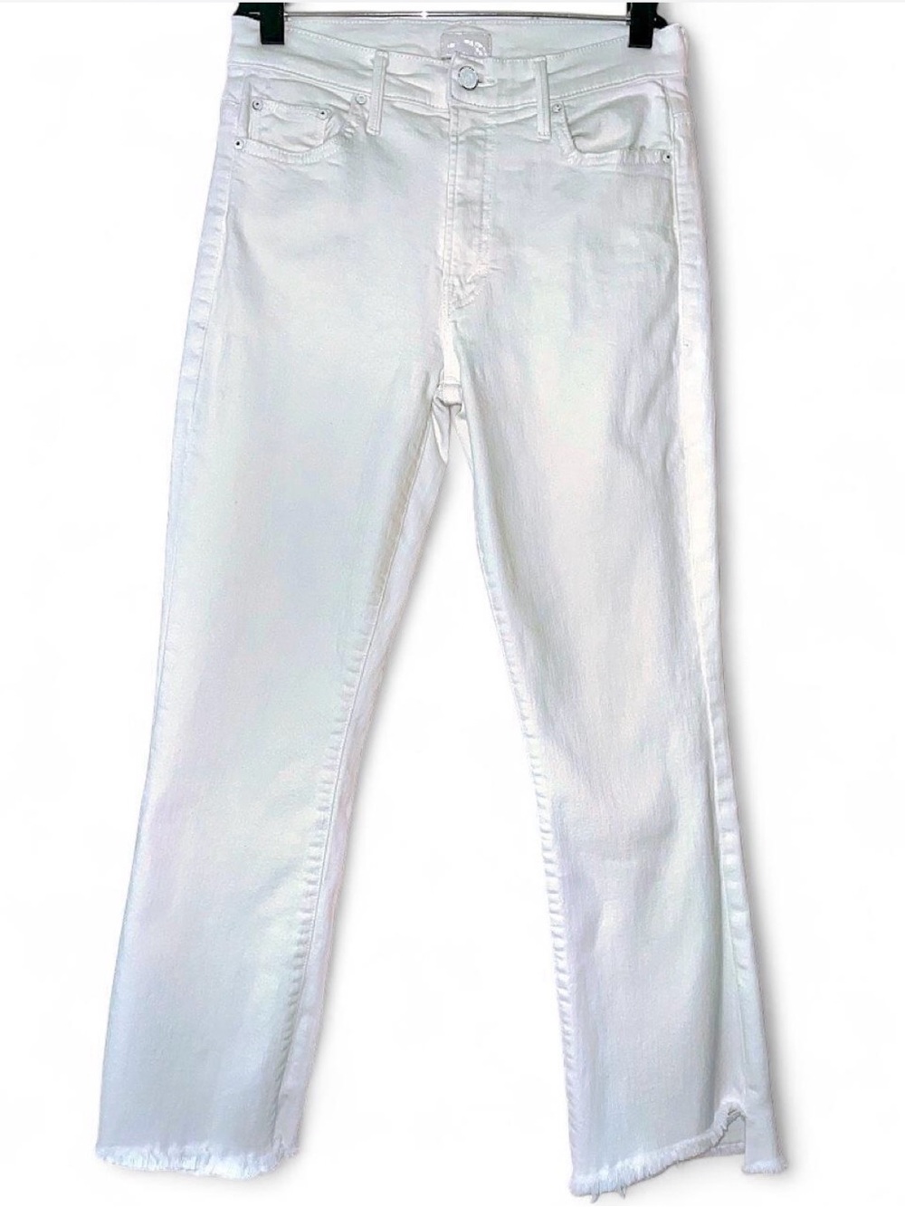 MOTHER The Insider Crop Step Fray Jeans White Fairest of Them All Size 27
